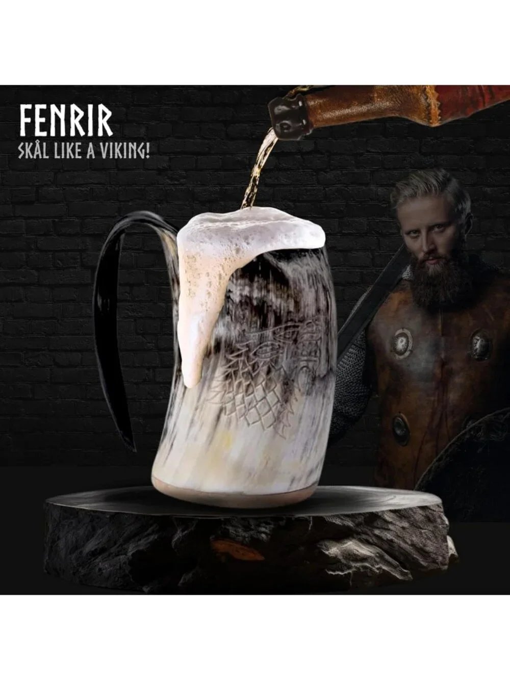Handmade Viking Drinking Horn Mug Set - Unique Gift for Men, Dad, Husband - 16